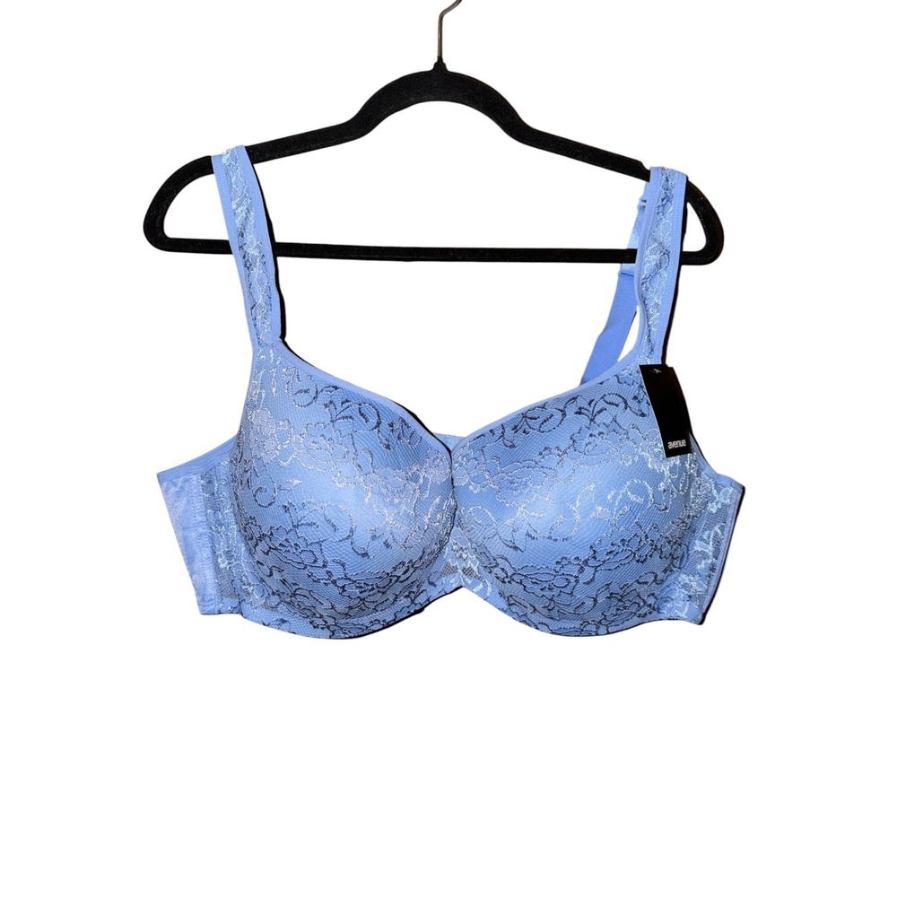 Avenue Balconet Bra Womens 48D Angel Blue Lace Underwire Metallic Shimmer NWT
